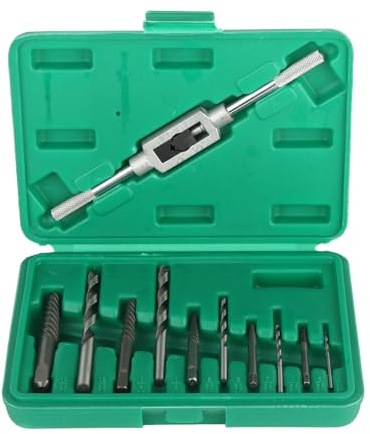 Schraubenentferner Set, 3-10mm, 11-teilig | Ausdreher für abgerissene Bolzen, beschichtetes Stahlwerkzeug, grüne Aufbewahrungsbox, Werkstattgebrauch
