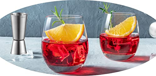 Topkapi Bar & Lounge 251.152 Negroni Gläser 3-TLG Cocktail Set Enrico – Fabelhaft für Negroni, 465 ml, Genuss pur, inklusive Double Jigger zum Mixen