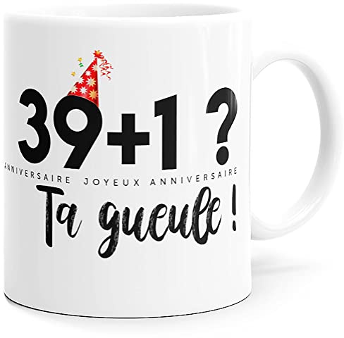 40-årsdag mugg humor mugg roligt meddelande original Rigolo presentidé för vänner herr dam kollega pojkvän flickvän för grattis på födelsedagen fyrtio år karantän. Leende från uppvaknandet.