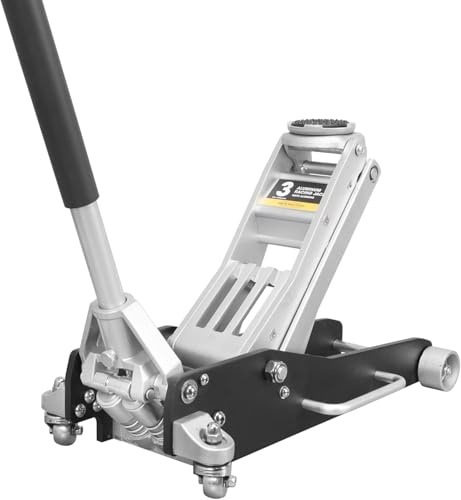 Torin AT830003XLB Niedriges Profil, wirtschaftlicher Aluminium-Wagenheber mit Schnellhebepumpe, 3 Tonnen (2.721,6 kg) Kapazität, Schwarz