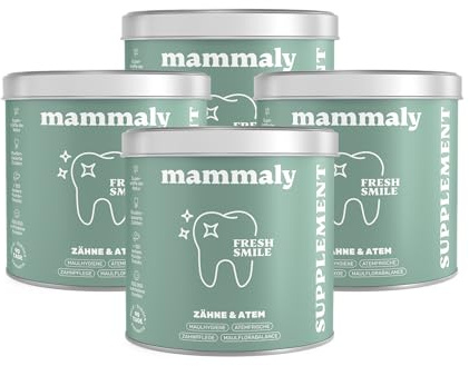mammaly 4er BESTPREIS-Paket: Fresh Smile® Zahnpflege-Komplex mit Seealge | 480 Snacks für Zahnstein & Mundgeruch - mit Zink, Probiotika - bei Plaque - DLG zertifiziert - mit Tierärzten entwickelt