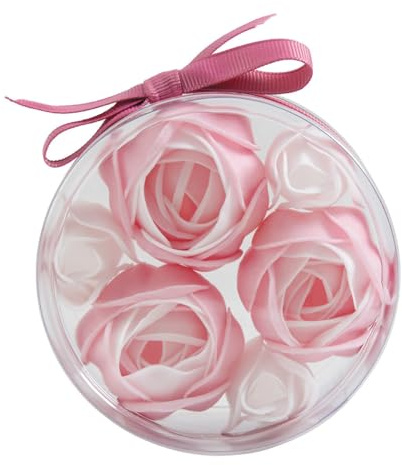 Coffret de 3 camélias et 3 roses de savon rose - Parfum Rose