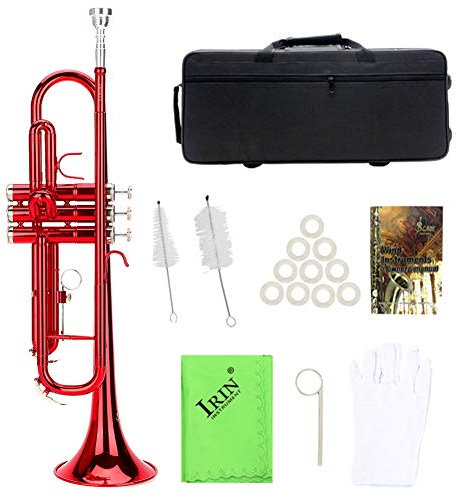 Standard Trompeten Set, Messing Trompete mit Assistant Tools Set, Musik Blasinstrument für Anfänger und Profis (Rot)