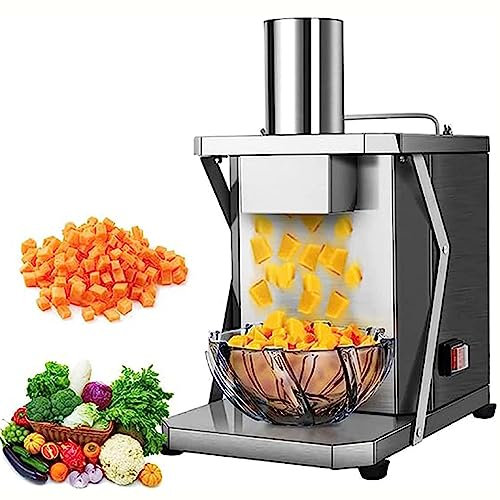Cortador De Vegetales EléCtrico 200w,Picadora De Verduras Comercial De Acero Inoxidable,Cortadora AutomáTica De Frutas,Con Cuchillas De 6/8/10/12/15 Mm,Para Cubos De Papas Y Zanahorias,220V