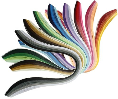 Hitefu 9 Sets Quilling-Papierstreifen, 3 mm Breite, Papier-Quilling-Streifen, mehrfarbige Papierstreifen-Kits, 38,1 cm Länge