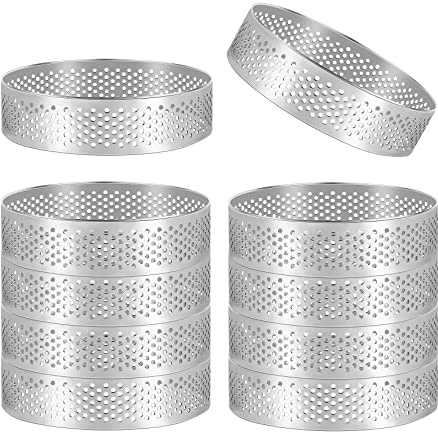Tagtight 15 Pack Tortenring Kuchenform Edelstahl, Tortenringe mit Löchern, Dessertringe Backring für Kochen Backen Mousse, 8cm Speiseringe Rund Obstkuchen Crumpet Ringe, Tartelettformen