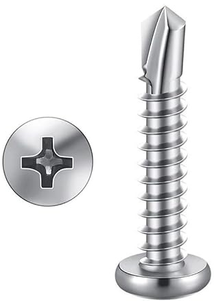 #6 x 1/2 (100 Pack) Stainless Steel Pan Head Self Tapping Screws Phillips Head Self Drilling Screws Sheet Metal Screws, 410 Stainless Steel
