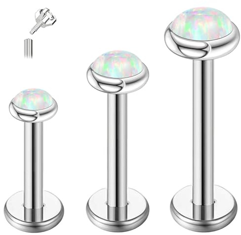 ESHIONER G23 Titan Piercing Tragus Helix Läpp Labret Nedre Näsa Stud Brosk Helix Monroe Hypoallergen Silver Guld Flatback Kvinnor Män 16 g 6 mm 8 mm 10 mm, (16g)1.2mm, Titan