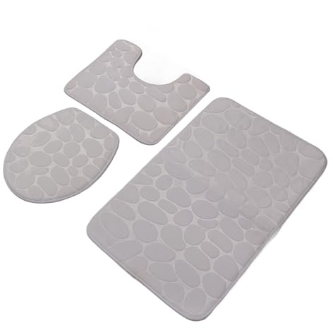 Fafeicy Tapete para Tapa de Inodoro, Juego de 3 Alfombras de Baño, Tapa de Inodoro Cov en Forma de U, Tapete de Inodoro Contorneado, Tapete para Tapa, Alfombra de Baño, Absorbente de
