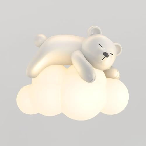 GUANSHAN Schlafende Bärenwolke-Wandleuchte, süße Cartoon-Wolken-Wandlampe, Wandbeleuchtung, dekorative Wandleuchte, Lampenschirm, Kinderzimmer-Wandlampe für Schlafzimmer, Wohnzimmer, Flur