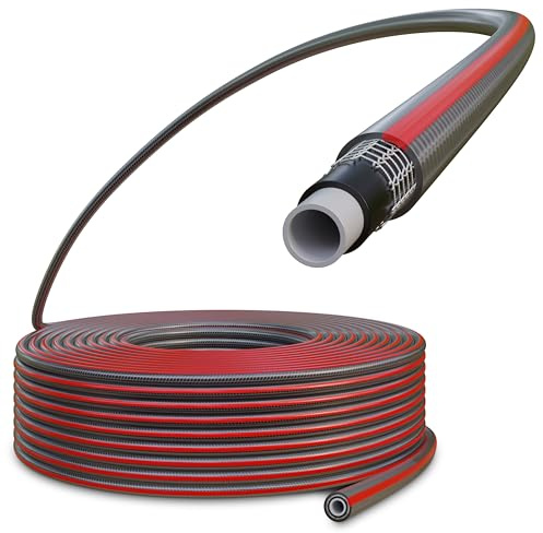 Poppstar PVC trädgårdsslang 50m, 12mm innerdiameter 17mm ytterdiameter (1/2 tum), 4-lager, arbetstryck max. 8 bar, flexibel vattenslang för trädgården