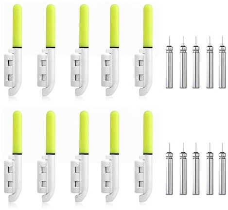 Ysislybin BâTons Lumineux De PêChe, Lot de 10 LumièRes De Pointe De Canne à PêChe De Nuit, Alarme De Touche De PêChe, BâTons Lumineux éTanches avec Boucle, Pointe De Canne D'Alarme De Touche LED