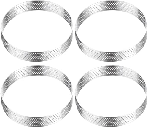 Westmark Tartelette-Rahmen 4 Stk. – Perfekte Tarte- und Quicheformen – Gleichmäßiges Backergebnis dank Perforation – Silber, 4 x Ø 10 cm