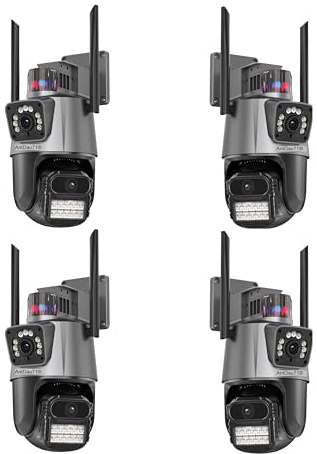 AntDau71® - 4 pezzi IP CAMERA 6MP WIFI PTZ FULL HD CON DOPPIA LENTE, WATERPROOF IP66, MOTION DETECTION, NIGHT VISION- Applicazione ICSEE - CW888-4
