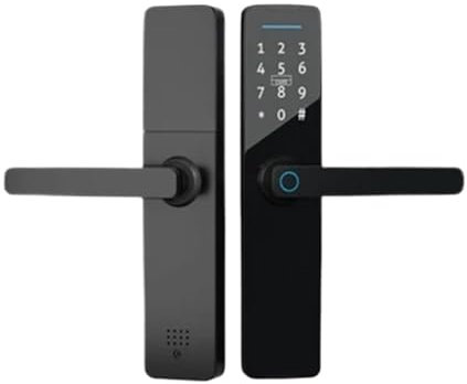 GUHKPFIX Tuya Electronic Smart Door Lock，With Biometric Fingerprint/Smart Card/Password/Key Unlock/USB Emergency Charge(22x240 2585,Black)