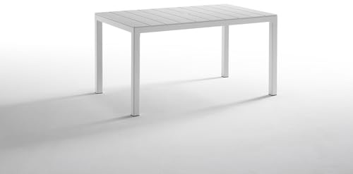 Tomaino - Tavolo Da Giardino In Plastica per 6 Persone - Tavolo da Esterno per Pranzo Rettangolare - Per Giardino, Veranda o Balcone - Bianco