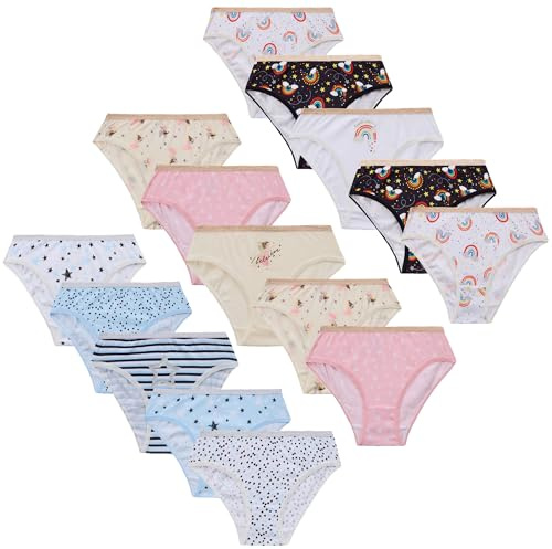 GM Apparel 10 Pack Girls Knickers 100% Cotton Briefs Underpants Underwear Pants - Size 2-13 Years Multicolor