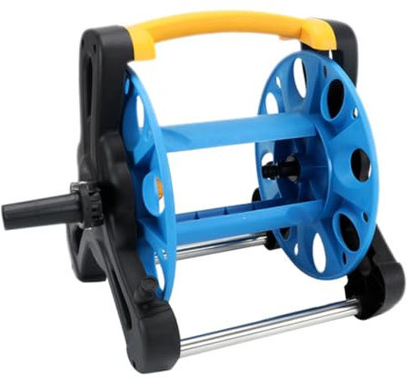 Soporte de carrete de manguera de jardín resistente con soporte duradero para mangueras de agua y aire, color azul, capacidad de 35 m
