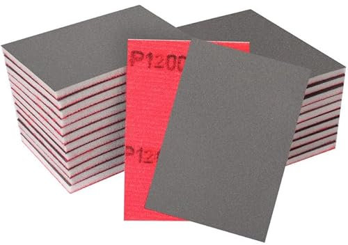STEBRUAM 24 Éponges à Poncer,Grain 1200 (70x100 mm) – Lot de Papier de Verre Humide/Sec pour Ponçage