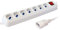 Ciabatta, Multipresa, 7 Posti per Gruppi di continuità, Prese Italiane 10/16A Schuko, Cavo 1.5 Metri, 250v/2500W, Cavo di Alimentazione VDE C14, Bianco