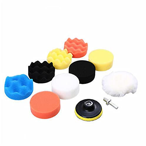 11 PCS 3-inch Car Polishing Pad Kit Foaming Buffing Waxing Sponge Wool Pad with Self-Adhesive Disc Drill Attachments Cleaning Pad for Automotive Household Bathroom Kitchen