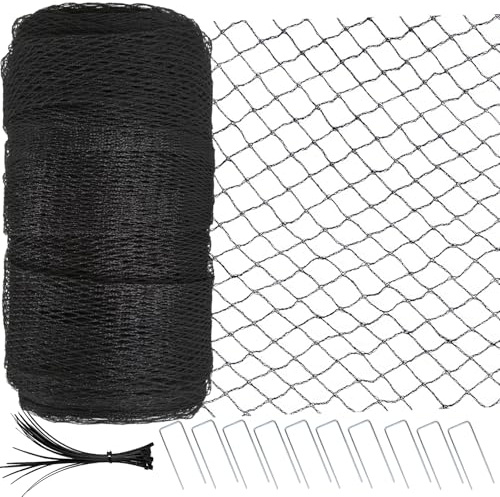 Garden Netting 4x5m, Extra Strong Bird Netting for Fruit Trees, Veg Patch & Grass Seed Protection, Heavy Duty HDPE Reusable Pond Netting Cover with 15mm Mesh, 50 Cable Ties & 10 Ground Pegs