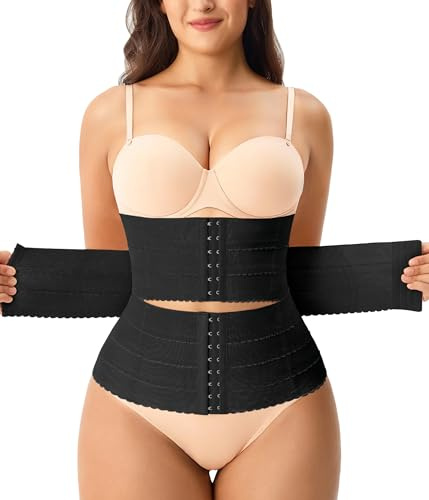 Gotoly Waist Trainer for Women Corset Shapewear Tummy Control Faja Body Shaper Postpartum Segmented Waist Cincher(Black,Large)