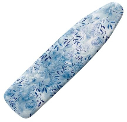 Copri Asse da StiroFoglie Di Rosa Blu Copriasse da Stiro Riflettente al Calore per Stiratura Rapida Mollettone Copertura Copri Ferro da Stiro Universale Montaggio Facile 110x33cm