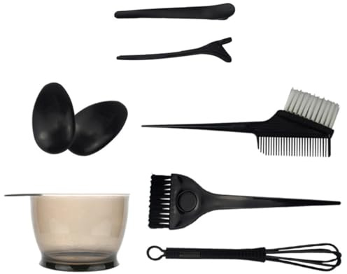 OSALADI Kit para Teñir el Cabello 7 Piezas Negro Cuenco y Peine para Teñir, Set de Herramientas Profesionales para Coloración en Casa y Salón, Adecuado para Tratamientos y Cuidado