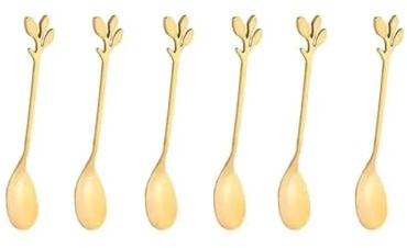 6PCS Cucchiaio di Miscelazione Creativo Personalizzato In Acciaio Inox Oro Cucchiaio Foglia Cucchiaio Cucchiaio Caffè Cucchiaino Cucchiaio
