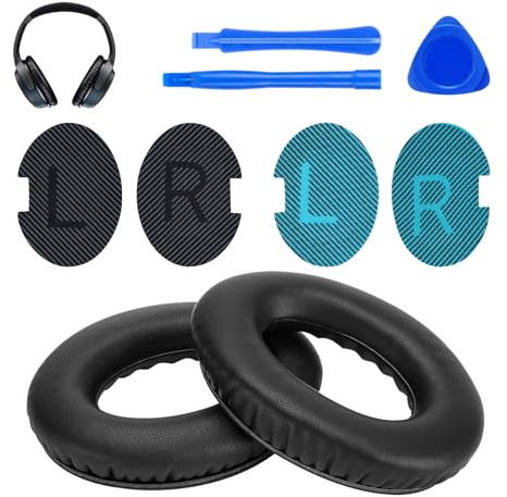 WADEO Replacement Ear Pads for Bose QC25/QC15/QC2/AE2/AE2W, Memory Foam Earpads with Protein Leather Replacement Kit – Restore Comfort and Noise Isolation for Over-Ear Headphones (Black)