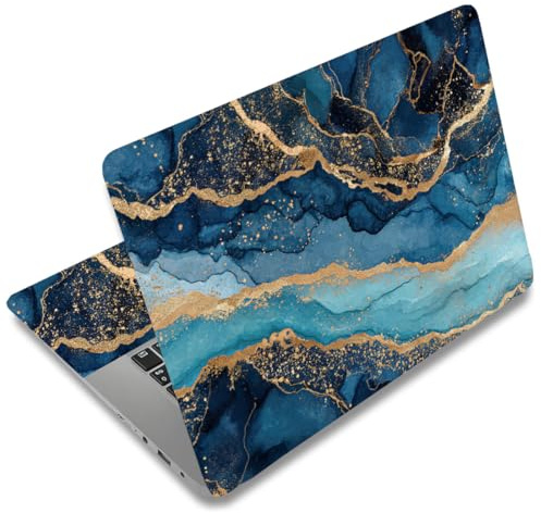 SUPERDANT Blue Marble Laptop Skin Sticker Decal Golden Texture Universal Laptops Notebook Skin Sticker 12 13 13.3 14 15 15.4 15.6 Inches Vinyl Laptop Cover Stickers Waterproof Notebook Protector