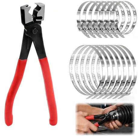15Pcs Hose Clamp Pliers with CV Boot Clips Kit, Adjustable CV Boot Clips & CV Boot Clamp Pliers, Automotive Hose Clip Clamping Pliers for Car Clip Pliers Repair Maintenance Tool