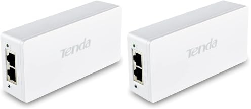 Tenda POE30G-AT Gigabit PoE Injector IEEE 802.3af/at, Uscita 48V-54V/30W, 10/100/1000 Mbps Ethernet PoE Adapter, Plug and Play, Fornisce Potenza fino a 100 Metri, Bianco (Confezione da 2)