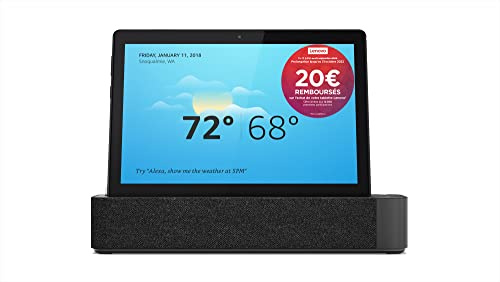 Lenovo Smart Tab M10 Tablet, Smart Dock, Alexa Integrato, Display 10.1 Full HD 1920x1200, Qualcomm Snapdragon 450, 16 GB Espandibili fino a 256 GB, RAM 2 GB, WiFi, Android Oreo, Nero (Slate Black)