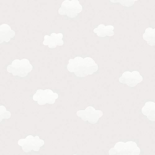 Cloudy Sky Children's Wallpaper Clouds Grey White Nursery Kids YöL