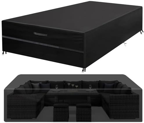 GARPROVM Gartenmöbel Abdeckung Wasserdicht, 350x260x90cm Gartenmöbel Abdeckplane Staubdicht Oxford Gewebe, Outdoor Sofa Tisch Möbelsets Abdeckhaube Schutzhülle für Loungemöbel