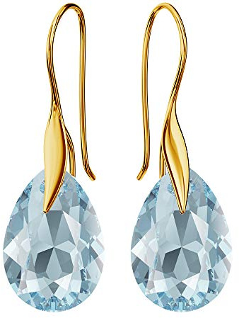 Ohrringe Silber 925 Hängend für Damen - Lange Vergoldete Ohrringe Hängend mit Kristallen Birne - Schmuck für Sie - Haken Ohrringe Mädchen Geschenk für eine Frau Handmade: Ohrringe