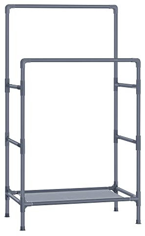 SONGMICS Klädhängare med dubbel stång, klädhängare, organisatör, metallorganisatör, belastning 55 kg, enkel montering, grå RDR001G02