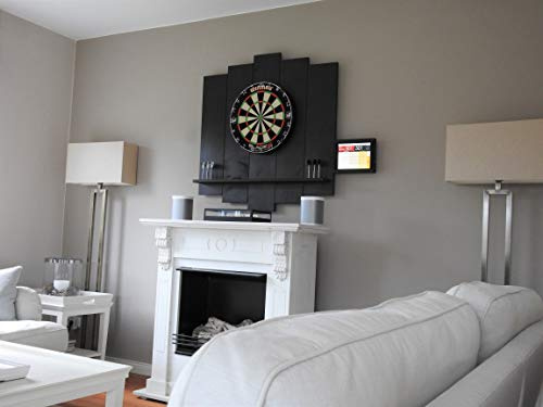 WDS Darts Sports darttavla bakgrund i trä, premium dart väggskydd och surfplattehållare, driven av Maximiser Max Hopp (fångstring, dartkant), svart, universell: Tabletter upp till 10 tum