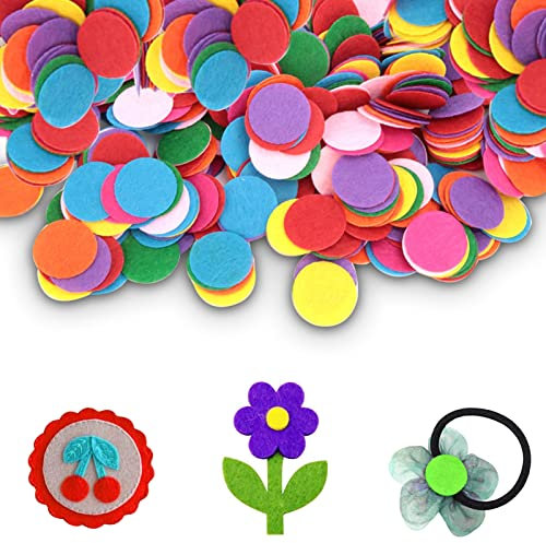 Farb-Vliesscheiben, Vlies-Kopfschmuck, Blumen-Dichtungsflicken, DIY-Kleidungszubehör, Filzstempelblatt (groß 4 cm (200 Blatt)) (PE-Beutelverpackung)