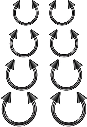 Funseedrr Hufeisen Nasenpiercing Lippenpiercing Septum Ring Set Edelstahl 1,2mm Nase Lippe Ohrring Piercing Schmuck(6-12mm Durchmesser)