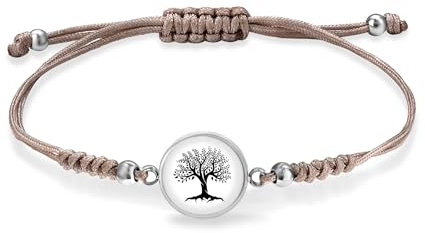 Miss Lovie Armband Lebensbaum Damen Stoff Baum Des Lebens Mädchen Silber Mit Edelstahl Cabochon Anhänger