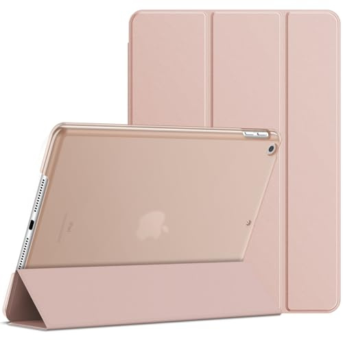 JETech Hülle für iPad 9./8./7. Gen 10,2, Roségold | Für iPad 10,2 (2021/2020/2019), Schlanke Transluzent Rückseite, Dreifach-Ständer, Auto Schlafen/Wachen, Leichter Stoßschutz