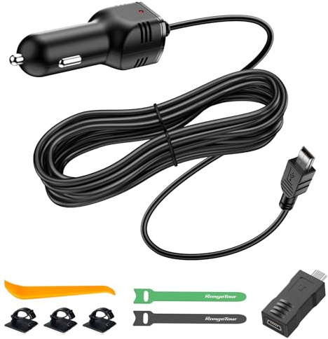Range Tour Dash Camera Car Charger, Mini USB and Micro USB Interfaces, Driving Recorders Power Cord Universal Car Adapter Power Cord 3.5m/11.5ft 12V/24V to DC5V 2A(I interface)