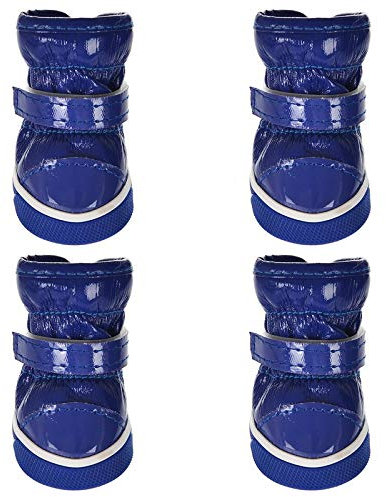 4 stücke wasserdichte Winter Hund Hund Schuhe rutschfeste welpen Schnee Stiefel Leder Hund Schuhe warme Schuhe für kleine Hunde Katzen Chihuahua Hundeschuhe 871 (Color : Blue, Size : 1)