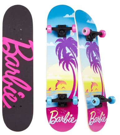 Barbie Skateboard avec bande antidérapante imprimée graphique – Idéal pour les enfants et les adolescents, skateboard Cruiser avec roulements ABEC 5, plateau durable, roues lisses