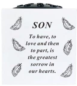 David Fischhoff Grabschmuck Gedenkbuch mit 3D-Silberrosen – Dear Son