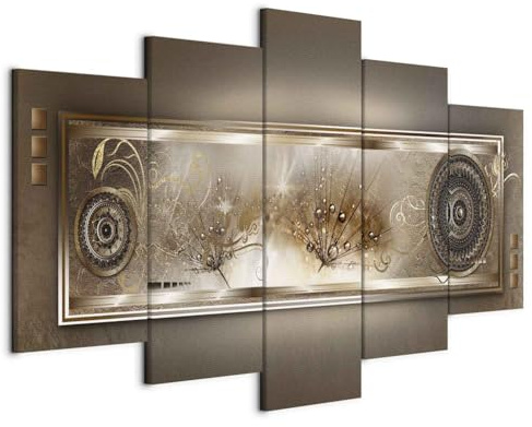murando - Quadri Moderni per Soggiorno, Astratto Soffione, 150x75 cm | Chiodi Inclusi, 5 Pezzi, Quadro Moderno, Canvas con Struttura, Componibili, Resistenti Allo Sbiadimento, Produzione Europea