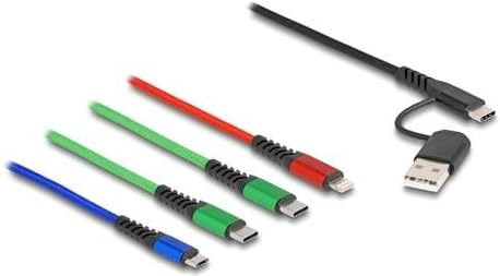 DeLOCK USB Ladekabel 4 in 1 USB Typ-A + USB-C zu Lightning/Micro USB / 2 x U